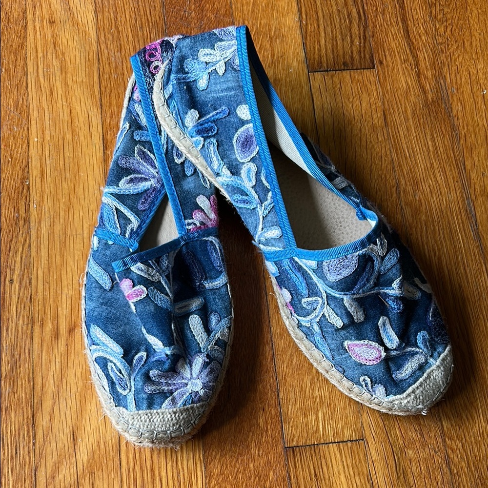 Blue and Purple Espadrilles with Slip-On Design